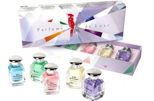 Набор Charrier Parfums "Parfums de Luxe" для женщин: Eau du Désert EDP, 12 мл + Folie de Femme EDP, 12 мл + Miss Charrie EDP, 12 мл + Vagabond EDP 12 мл + Wizzy, 12 мл цена и информация | Женские духи | pigu.lt