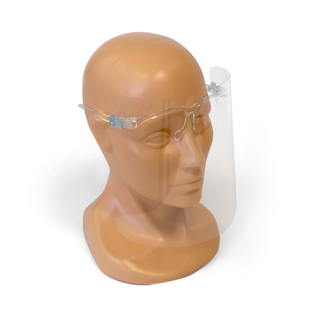 Apsauginis veido skydas su akinių rėmeliu, 10 vnt kaina ir informacija | Galvos apsauga | pigu.lt