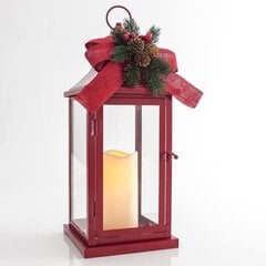 Raudonas metalinis žibintas su LED žvake kaina ir informacija | Kalėdinės dekoracijos | pigu.lt