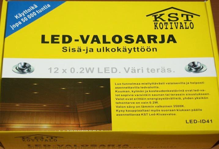 LED apšvietimas saunai 12x0.2W, šiltai baltas цена и информация | Įmontuojami šviestuvai, LED panelės | pigu.lt