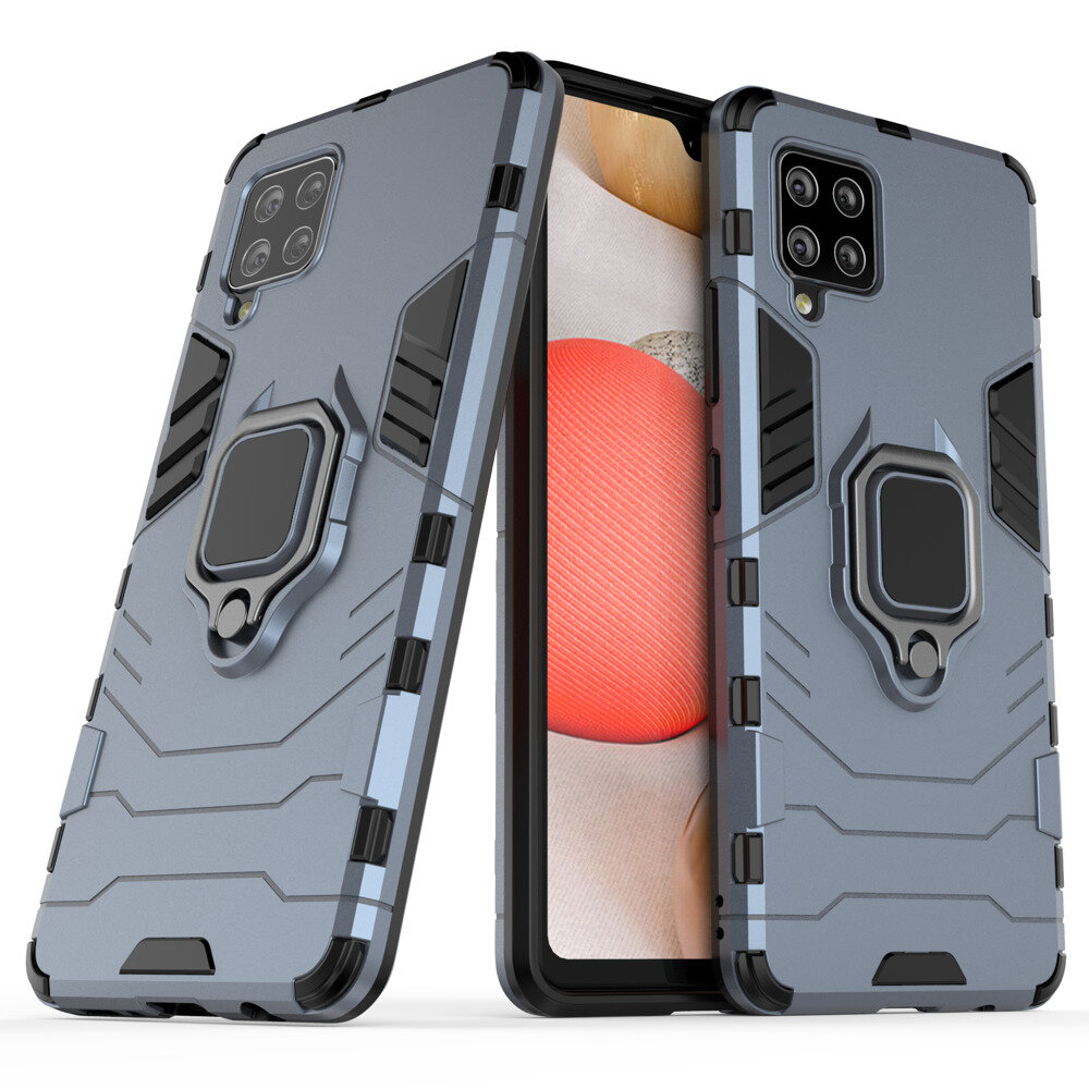 Ring Armor Case Kickstand Tough Rugged Cover, skirtas Samsung Galaxy A42 5G, mėlynas kaina ir informacija | Telefono dėklai | pigu.lt
