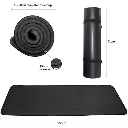 Gimnastikos kilimėlis Proiron PRO-DZ02-8, 180 x 61 x 1.5 cm, juodas цена и информация | Kilimėliai sportui | pigu.lt
