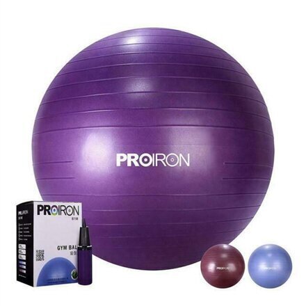 Gimnastikos kamuolys su pompa Proiron PRO-YJ01-2 75 cm, violetinis kaina ir informacija | Gimnastikos kamuoliai | pigu.lt