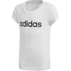 Футболка для девочек Adidas YG E LIN Tee Jr DV0357, белая цена и информация | Рубашки для девочек | pigu.lt