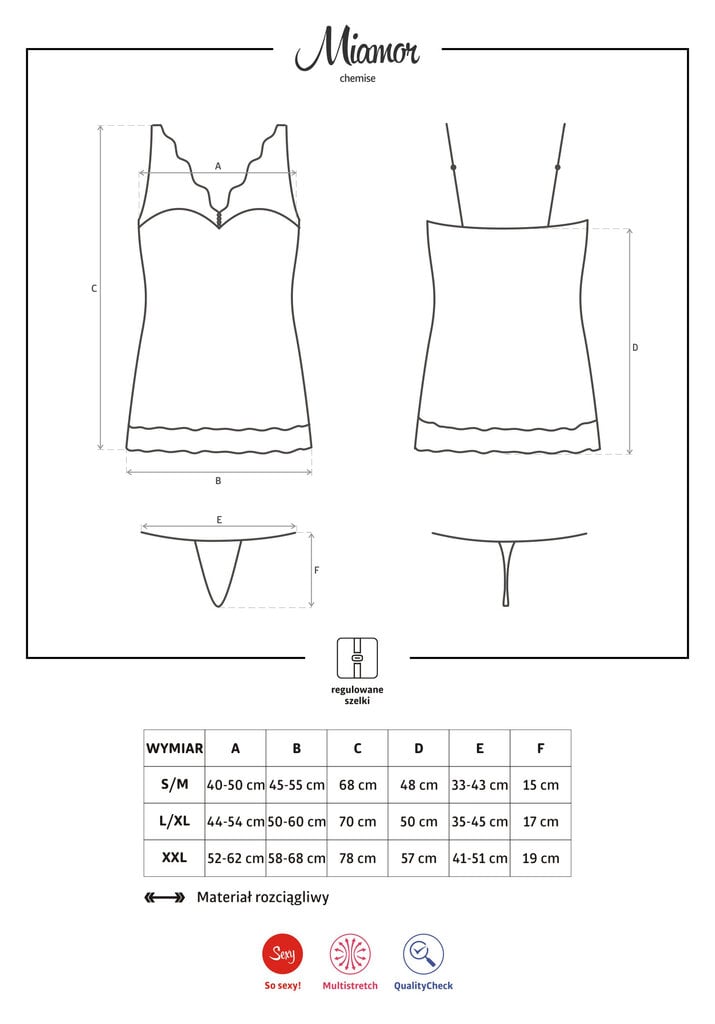 Seksualūs naktinukai Obsessive Miamor kaina ir informacija | Naktiniai, pižamos moterims | pigu.lt