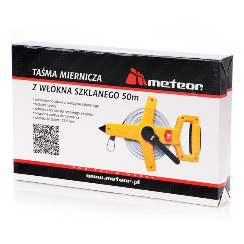 Ilga matavimo juosta su rankena Meteor 38302, 50m цена и информация | Mechaniniai įrankiai | pigu.lt