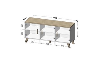 Комод Cama Meble Lotta 150 3D, белый/дуб цена и информация | Комоды | pigu.lt