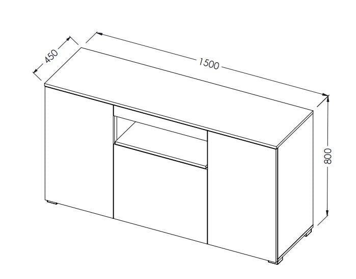 Komoda Cama Meble Viva 150, juoda/balta цена и информация | Komodos | pigu.lt