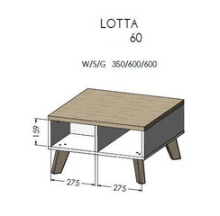 Кофейный столик Cama Meblea Lotta 60, белый/цвет дуба цена и информация | Журнальные столы | pigu.lt