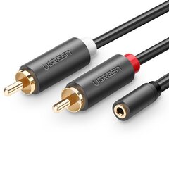 Ugreen AV102 2x RCA (Cinch), 0,25м, черный цена и информация | Кабели и провода | pigu.lt