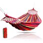 Vienvietis hamakas su virvėmis ir rėmu, 80x200 cm, raudonas цена и информация | Hamakai | pigu.lt