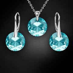 Sidabrinis papuošalų rinkinys moterims DiamondSky Marianne Aquamarine su Swarovski kristalais kaina ir informacija | Papuošalų rinkiniai | pigu.lt