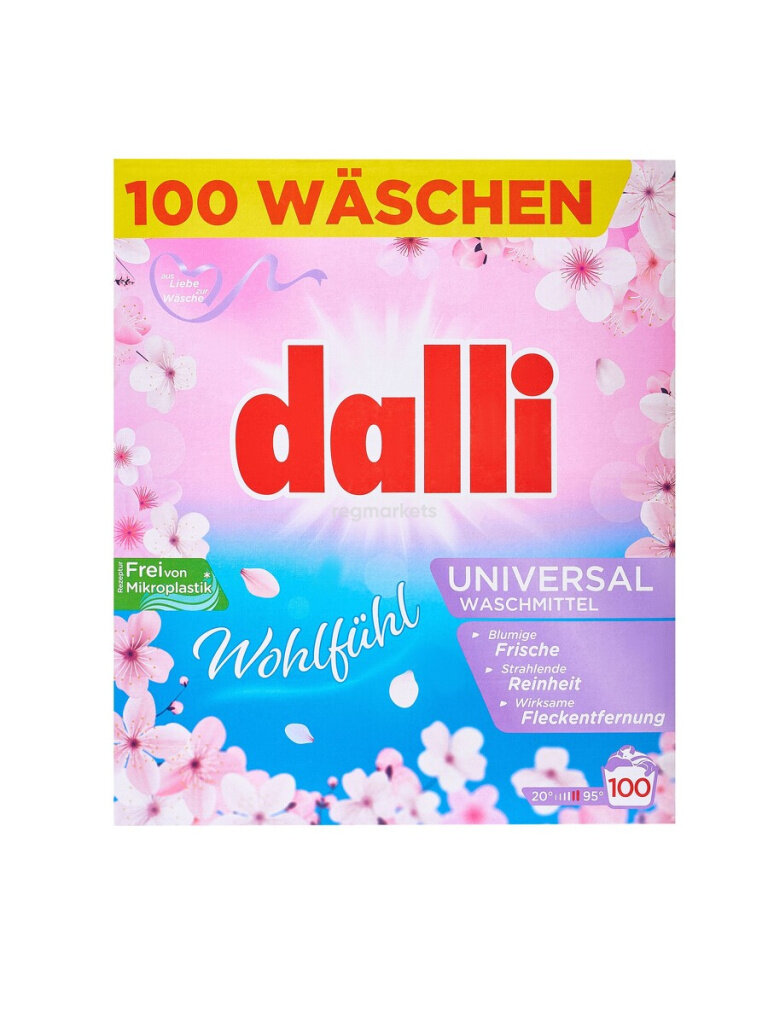 Universalūs milteliai su gėlių aromatu Dalli wohlfuhl, 6,5 kg 100 skalbimų kaina ir informacija | Skalbimo priemonės | pigu.lt
