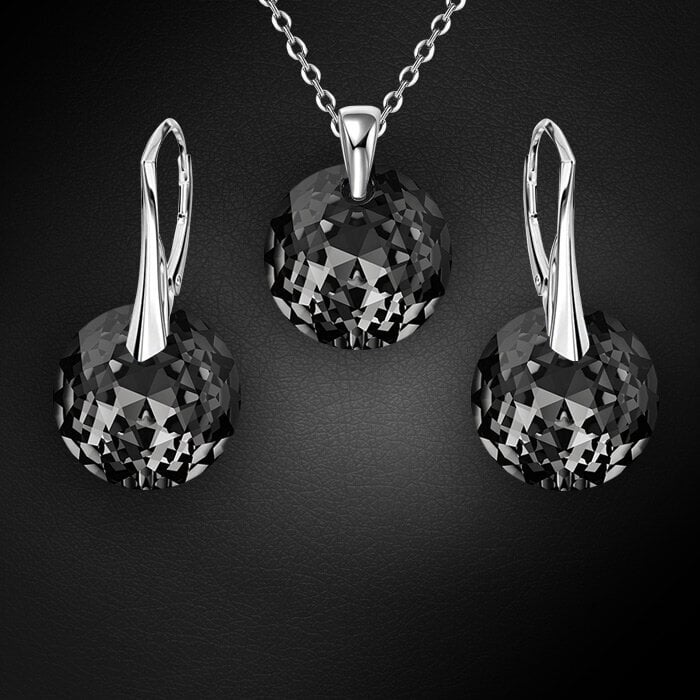 Sidabrinis papuošalų rinkinys moterims DiamondSky Marianne Silver Night su Swarovski kristalais цена и информация | Papuošalų rinkiniai | pigu.lt