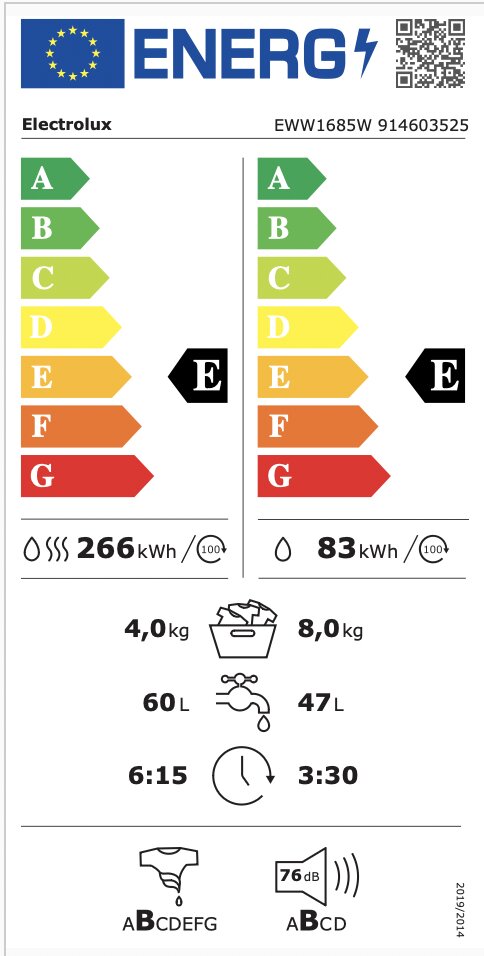 Electrolux EWW1685W цена и информация | Skalbimo mašinos | pigu.lt