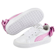 Laisvalaikio bateliai mergaitėms Puma Basket Bow Patent AC PS Puma 36762202, balti kaina ir informacija | Sportiniai batai vaikams | pigu.lt