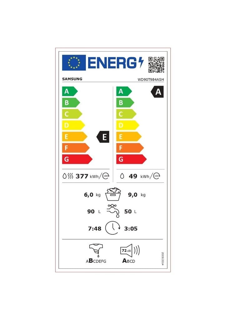 Samsung WD90T984ASH/S7 цена и информация | Skalbimo mašinos | pigu.lt