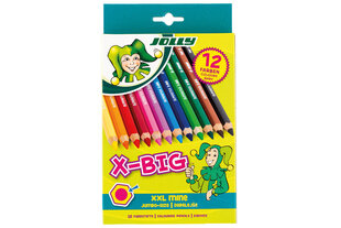 Spalvoti šešiabriauniai pieštukai Jolly X-Big, 12 spalvų kaina ir informacija | Piešimo, tapybos, lipdymo reikmenys | pigu.lt
