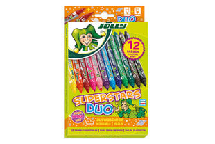 Dvipusiai flomasteriai Superstars Duo, Jolly, 12 spalvų kaina ir informacija | Piešimo, tapybos, lipdymo reikmenys | pigu.lt