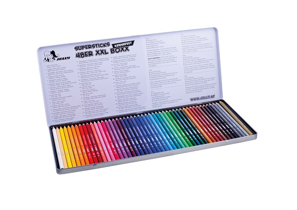 Spalvoti pieštukai Jolly Kinderfest XXL Monsters, 48 spalvos цена и информация | Piešimo, tapybos, lipdymo reikmenys | pigu.lt