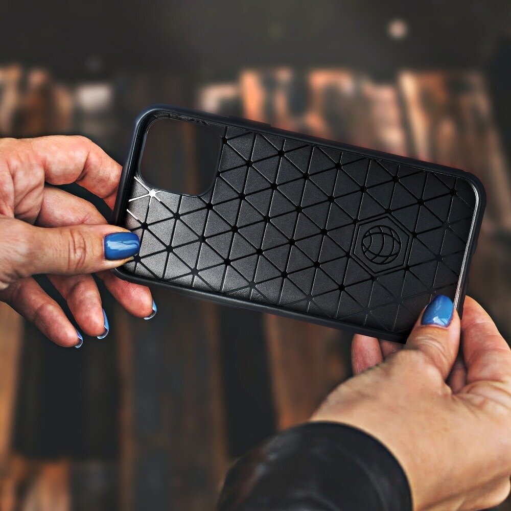 Back case carbon skirta Apple Iphone 12/12 pro, juodas цена и информация | Telefono dėklai | pigu.lt