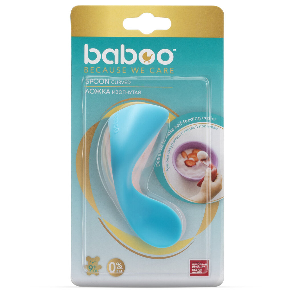 Baboo lenktas mokomasis šaukštelis, 9+ mėn kaina ir informacija | Kūdikių indai, indeliai pienui ir įrankiai | pigu.lt