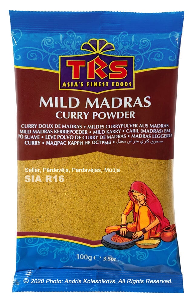Kario milteliai TRS Mild Madras Curry Powder, 100g kaina ir informacija | Prieskoniai, prieskonių rinkiniai | pigu.lt