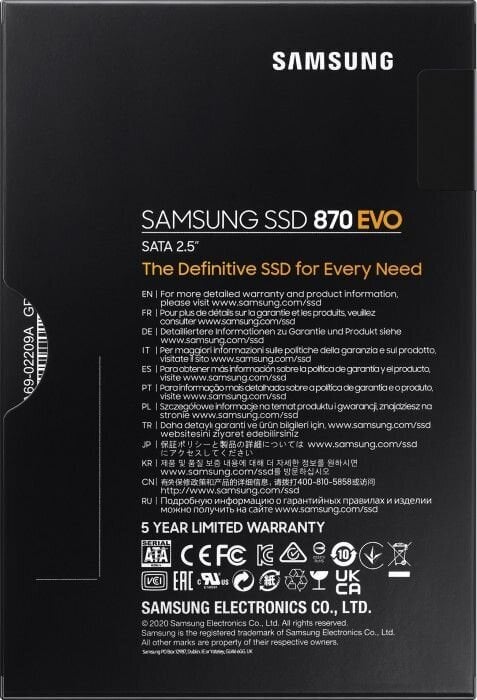 SSD|SAMSUNG|870 EVO|4TB|SATA|SATA 3.0|MLC|Įrašymo sparta 530 MBajtų/sek|skaitymo sparta 560 MBajtų/sek|2,5"|MTBF 1500000 valandų|MZ-77E4T0B/EU kaina ir informacija | Vidiniai kietieji diskai (HDD, SSD, Hybrid) | pigu.lt