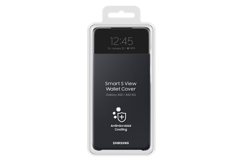 Samsung Smart S View Wallet dėklas skirtas Samsung Galaxy A52, Black цена и информация | Telefono dėklai | pigu.lt