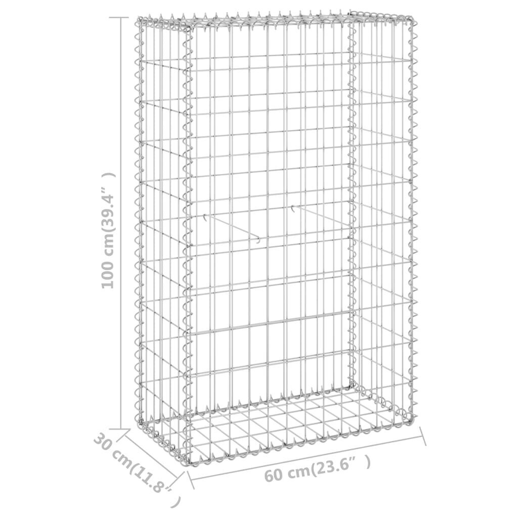 Gabiono siena su dangčiu 60x30x100 cm kaina ir informacija | Tvoros ir jų priedai | pigu.lt
