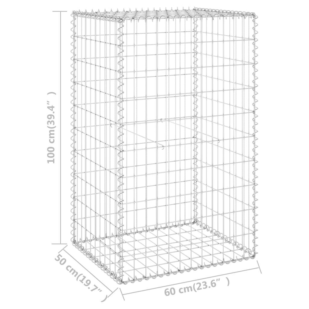 Gabiono siena su dangčiu 60x50x100 cm цена и информация | Tvoros ir jų priedai | pigu.lt