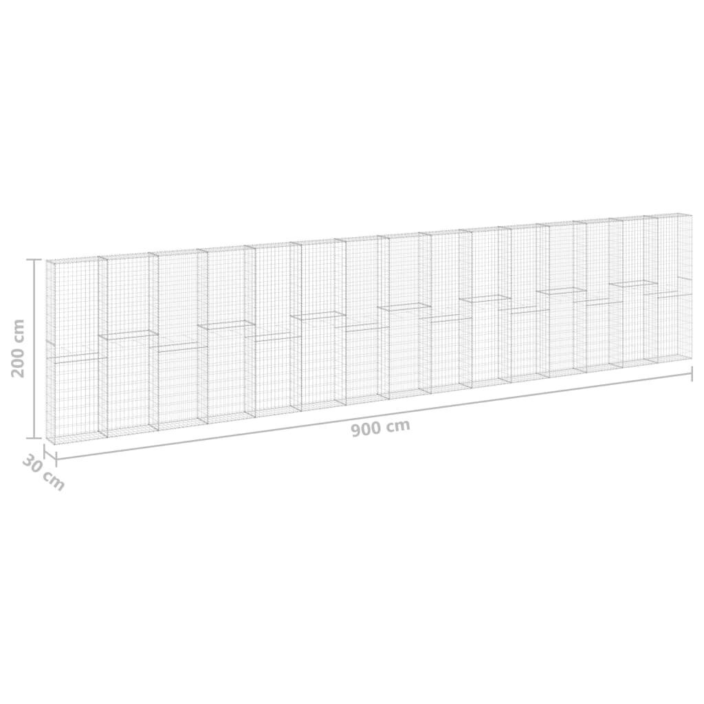 Gabiono siena su dangčiu 900x30x200 cm kaina ir informacija | Tvoros ir jų priedai | pigu.lt