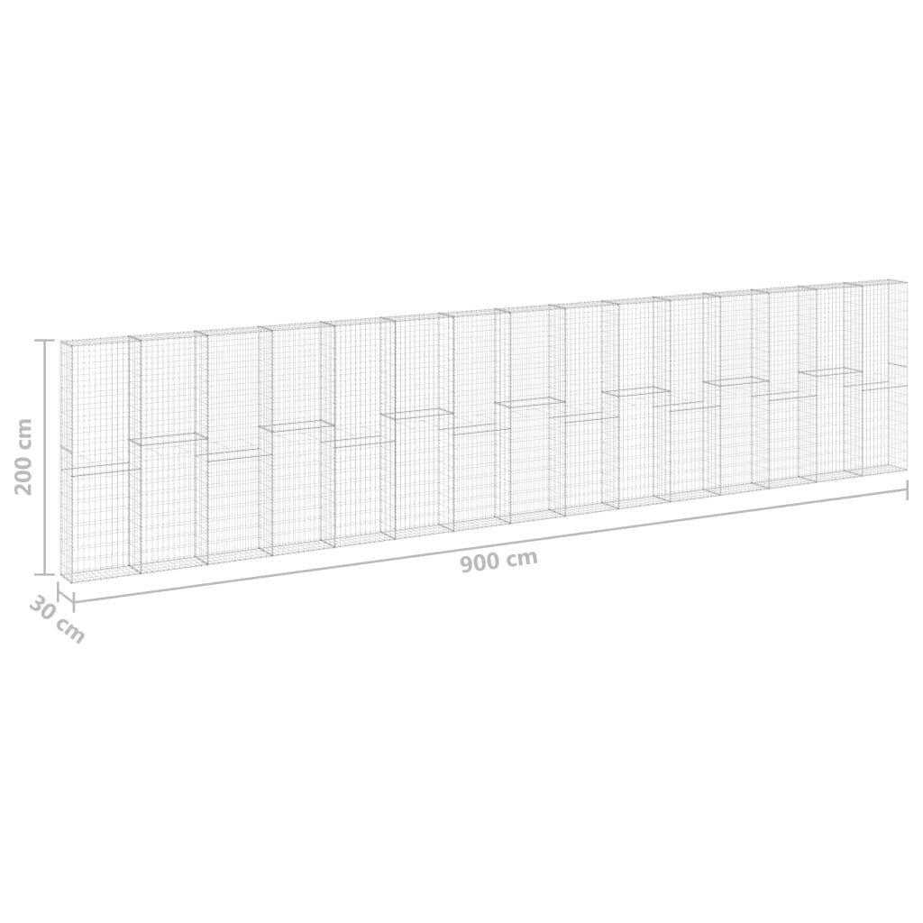 Gabiono siena su dangčiu 900x30x200 cm цена и информация | Tvoros ir jų priedai | pigu.lt