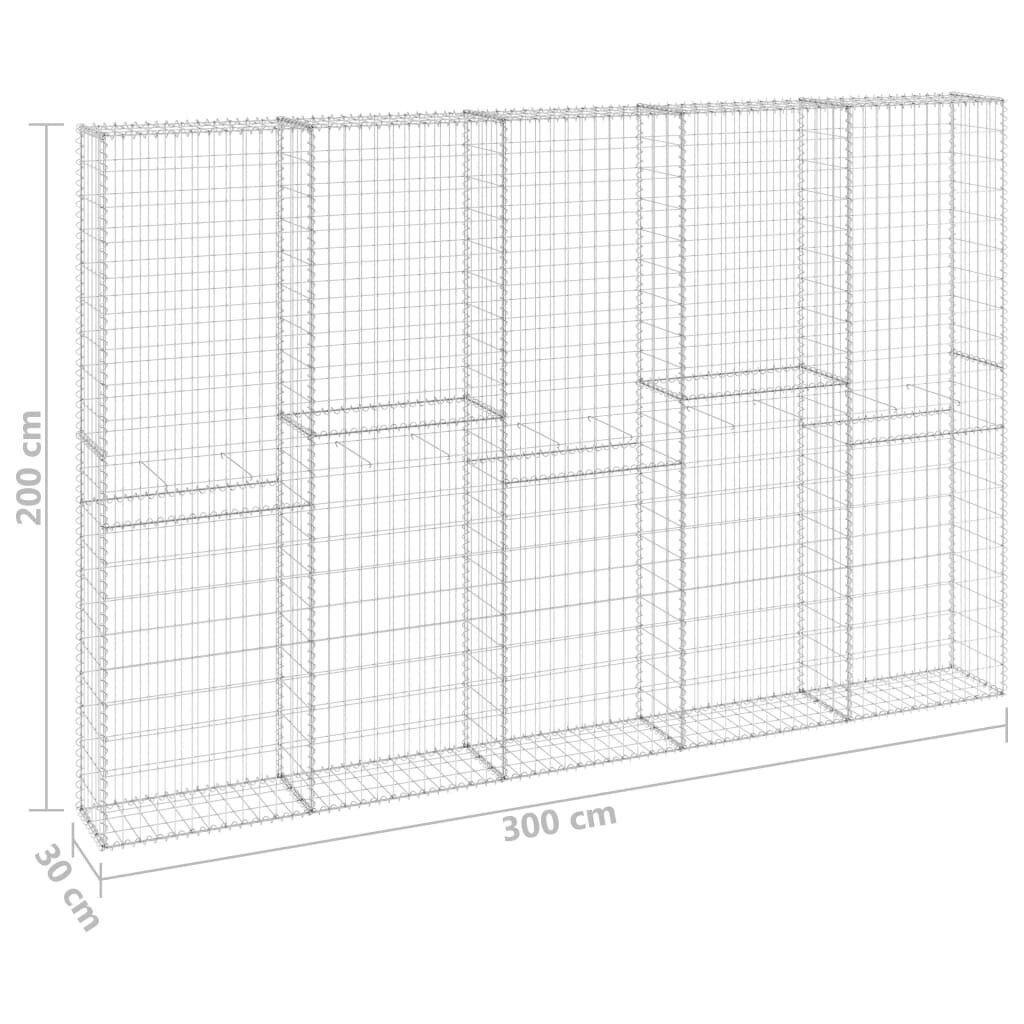 Gabiono siena su dangčiais, 300x30x200cm, galvanizuotas plienas kaina ir informacija | Tvoros ir jų priedai | pigu.lt