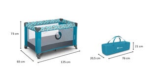 Lionelo кровать для путешествий Stefi, бирюзовый цена и информация | Манежи для детей | pigu.lt