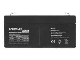 Green Cell AGM VRLA 6V 3.2AH необслуживаемая, без сигнализации, кассовые аппараты, кассовые аппараты, игрушки цена и информация | Аккумуляторы | pigu.lt