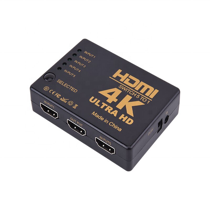 RoGer HDMI 4K High Speed Splitter 5 HDMI inputs / Remote Controller / Infrared Cable kaina ir informacija | Kabeliai ir laidai | pigu.lt