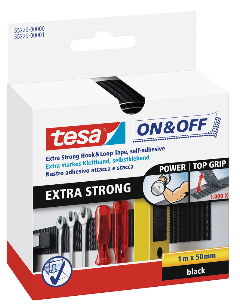 Lipni juosta daugkartiniam tvirtinimui Tesa On&Off Extra Strong, 1 vnt. kaina ir informacija | Mechaniniai įrankiai | pigu.lt