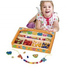 Medinių karoliukų vėrimo rinkinys Viga kaina ir informacija | Žaislai mergaitėms | pigu.lt