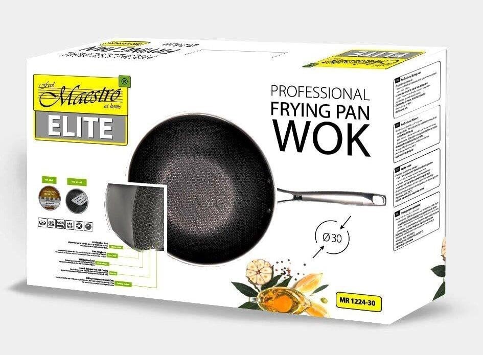 Wok Maestro MR-1224-28 keptuvė, 30 cm цена и информация | Keptuvės | pigu.lt