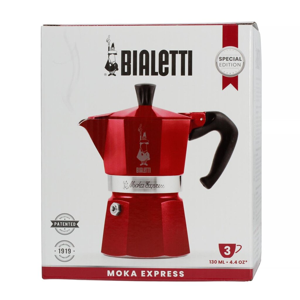 Kavinukas Bialetti Moka Express Marocco 3 p. Raudonas kaina ir informacija | Kavinukai, virduliai | pigu.lt