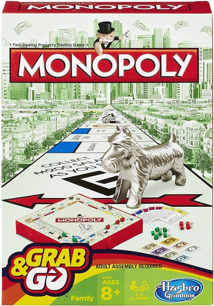 Kelioninis Monopolis Hasbro Grab and Go, FI kaina ir informacija | Stalo žaidimai, galvosūkiai | pigu.lt