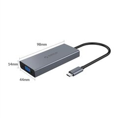 Адаптер-концентратор Orico 5-в-1, HDMI 4K + USB 3.0 + VGA + AUX + USB-C PD 60 Вт цена и информация | Адаптеры, USB-разветвители | pigu.lt
