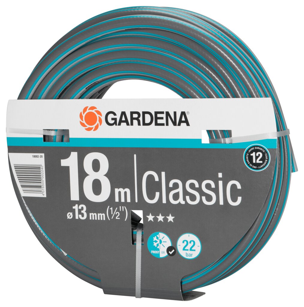 Laistymo žarna Gardena Classic 1/2", 18 m kaina ir informacija | Laistymo įranga, purkštuvai | pigu.lt