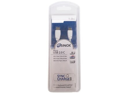 Micro USB - USB C kabelis SINOX SXI4961, 1.0m kaina ir informacija | Laidai telefonams | pigu.lt