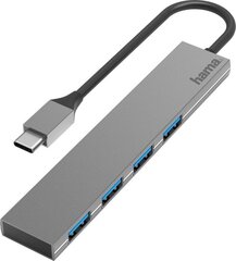 USB-хаб Hama USB-C 4 гнезда USB 3.2 Ultra-Slim цена и информация | Адаптеры, USB-разветвители | pigu.lt