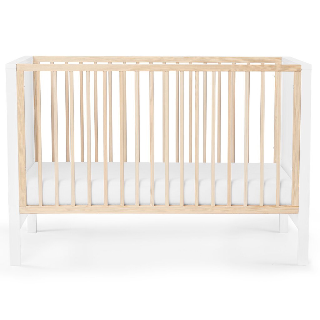 Medinė lovytė Kinderkraft Mia su čiužiniu, 120x60 cm, balta kaina ir informacija | Kūdikių lovytės | pigu.lt