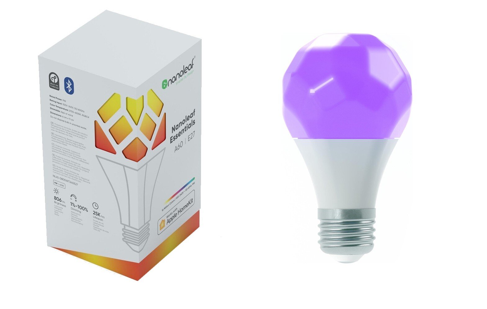 Nanoleaf Essentials Smart A19 | E27 lemputė | 800Lm, balta kaina ir informacija | Elektros lemputės | pigu.lt