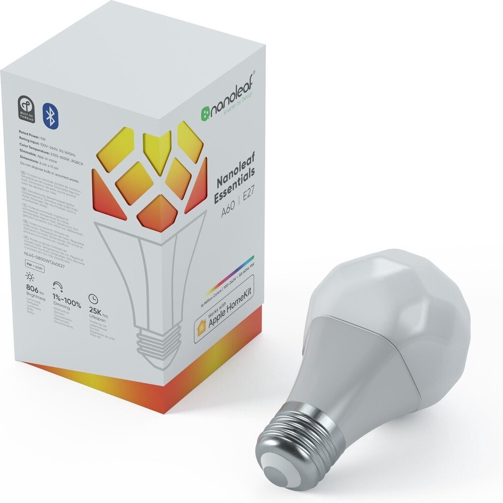 Nanoleaf Essentials Smart A19 | E27 lemputė | 800Lm, balta kaina ir informacija | Elektros lemputės | pigu.lt