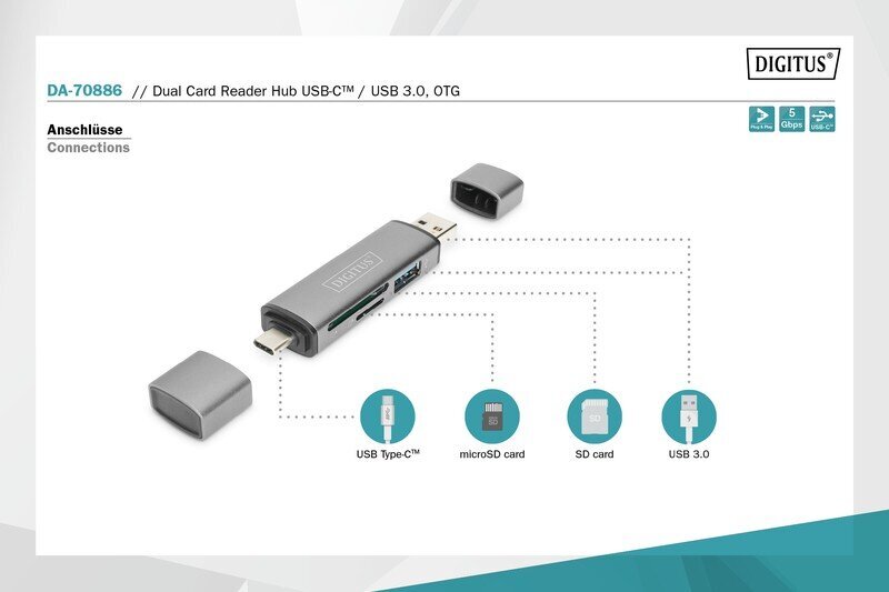 Digitus DA-70886 kaina ir informacija | Adapteriai, USB šakotuvai | pigu.lt